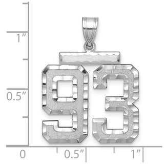 14k White Gold Large Diamond-Cut Number 93 Pendant
