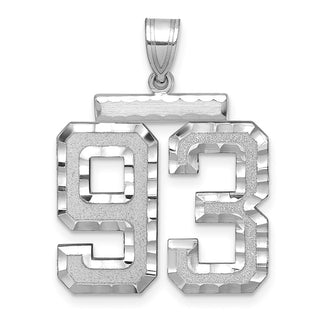 14k White Gold Large Diamond-Cut Number 93 Pendant