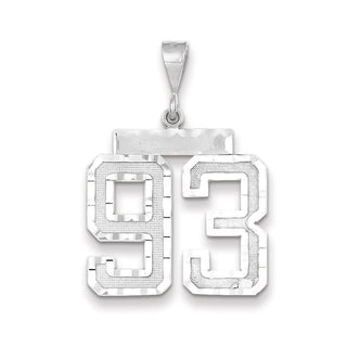 14k White Gold Large Diamond-Cut Number 93 Pendant