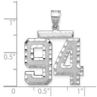 14k White Gold Large Diamond-Cut Number 94 Pendant