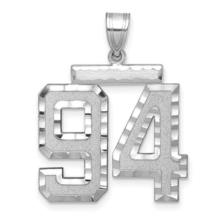 14k White Gold Large Diamond-Cut Number 94 Pendant