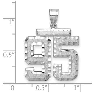 14k White Gold Large Diamond-Cut Number 95 Pendant