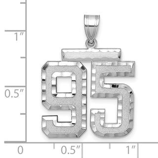14k White Gold Large Diamond-Cut Number 95 Pendant
