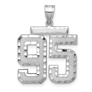 14k White Gold Large Diamond-Cut Number 95 Pendant