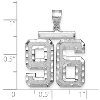 14k White Gold Large Diamond-Cut Number 96 Pendant