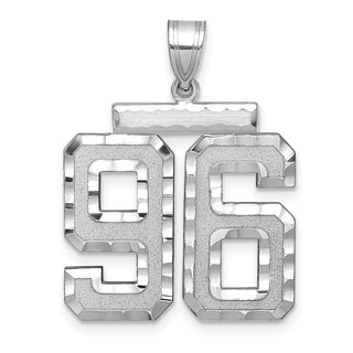14k White Gold Large Diamond-Cut Number 96 Pendant