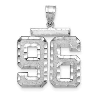 14k White Gold Large Diamond-Cut Number 96 Pendant