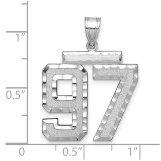 14k White Gold Large Diamond-Cut Number 97 Pendant