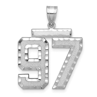 14k White Gold Large Diamond-Cut Number 97 Pendant