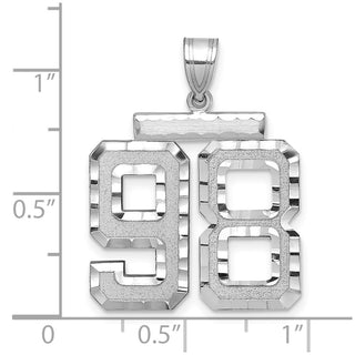 14k White Gold Large Diamond-Cut Number 98 Pendant