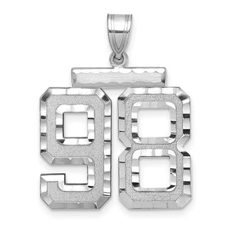14k White Gold Large Diamond-Cut Number 98 Pendant