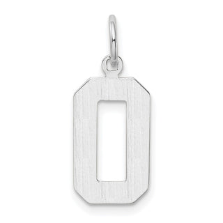 14k White Gold Medium Polished Number 0 Charm