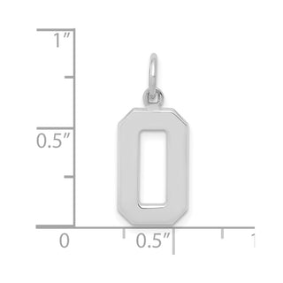 14k White Gold Medium Polished Number 0 Charm