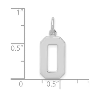 14k White Gold Medium Polished Number 0 Charm