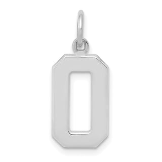 14k White Gold Medium Polished Number 0 Charm