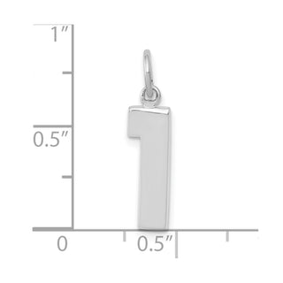 14k White Gold Medium Polished Number 1 Charm