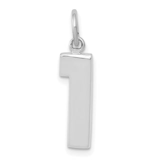 14k White Gold Medium Polished Number 1 Charm