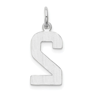 14k White Gold Medium Polished Number 2 Charm