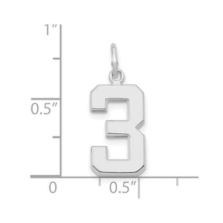 14k White Gold Medium Polished Number 3 Charm