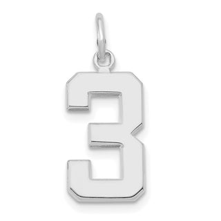 14k White Gold Medium Polished Number 3 Charm