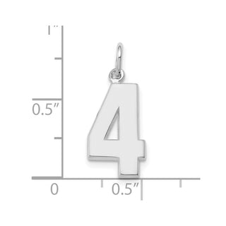 14k White Gold Medium Polished Number 4 Charm