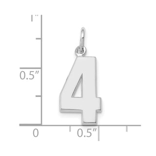 14k White Gold Medium Polished Number 4 Charm