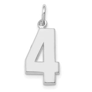 14k White Gold Medium Polished Number 4 Charm