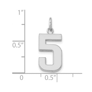 14k White Gold Medium Polished Number 5 Charm