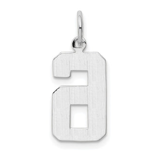 14k White Gold Medium Polished Number 6 Charm