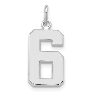 14k White Gold Medium Polished Number 6 Charm