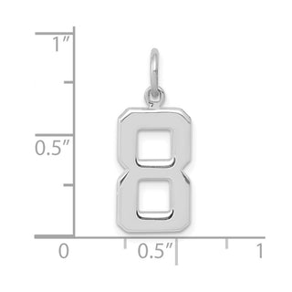 14k White Gold Medium Polished Number 8 Charm