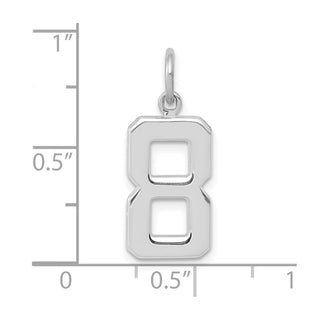 14k White Gold Medium Polished Number 8 Charm