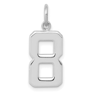 14k White Gold Medium Polished Number 8 Charm