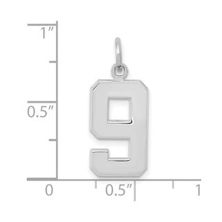 14k White Gold Medium Polished Number 9 Charm