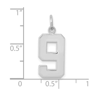 14k White Gold Medium Polished Number 9 Charm