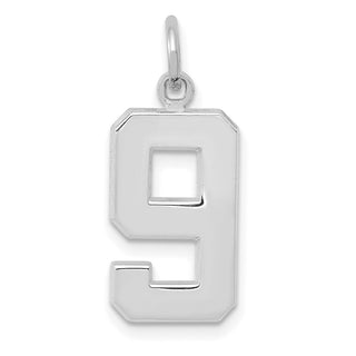 14k White Gold Medium Polished Number 9 Charm