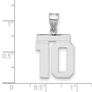 14k White Gold Medium Polished Number 10 Pendant