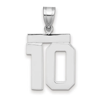 14k White Gold Medium Polished Number 10 Pendant