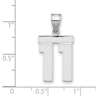 14k White Gold Medium Polished Number 11 Pendant