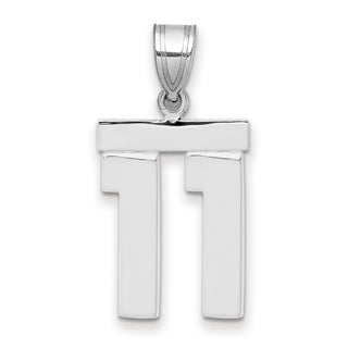 14k White Gold Medium Polished Number 11 Pendant