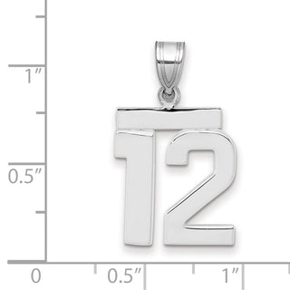 14k White Gold Medium Polished Number 12 Pendant