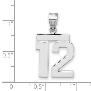 14k White Gold Medium Polished Number 12 Pendant