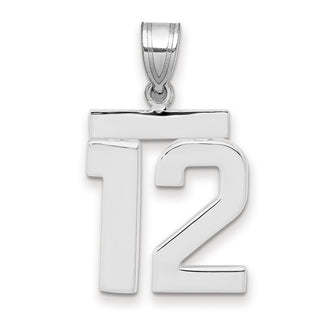 14k White Gold Medium Polished Number 12 Pendant