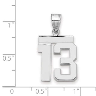 14k White Gold Medium Polished Number 13 Pendant