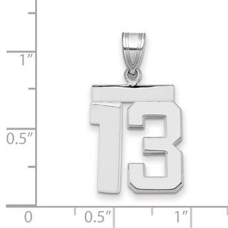 14k White Gold Medium Polished Number 13 Pendant