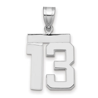 14k White Gold Medium Polished Number 13 Pendant