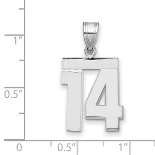 14k White Gold Medium Polished Number 14 Pendant