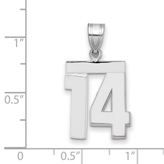 14k White Gold Medium Polished Number 14 Pendant