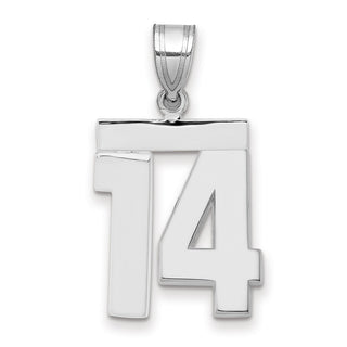 14k White Gold Medium Polished Number 14 Pendant