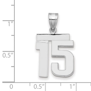 14k White Gold Medium Polished Number 15 Pendant